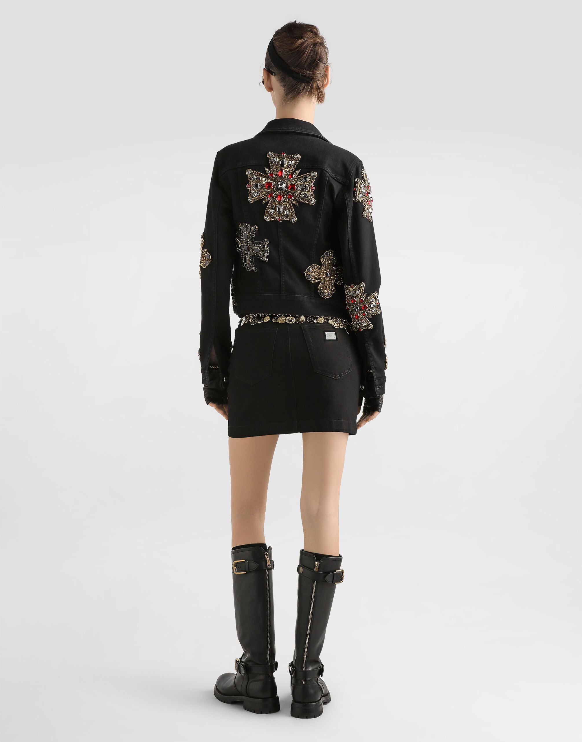 アウターその他 DOLCE  GABBANA Women Outer F297XTFUVG7 N0000 Black Floral lace jacket with satin details in Black for Women