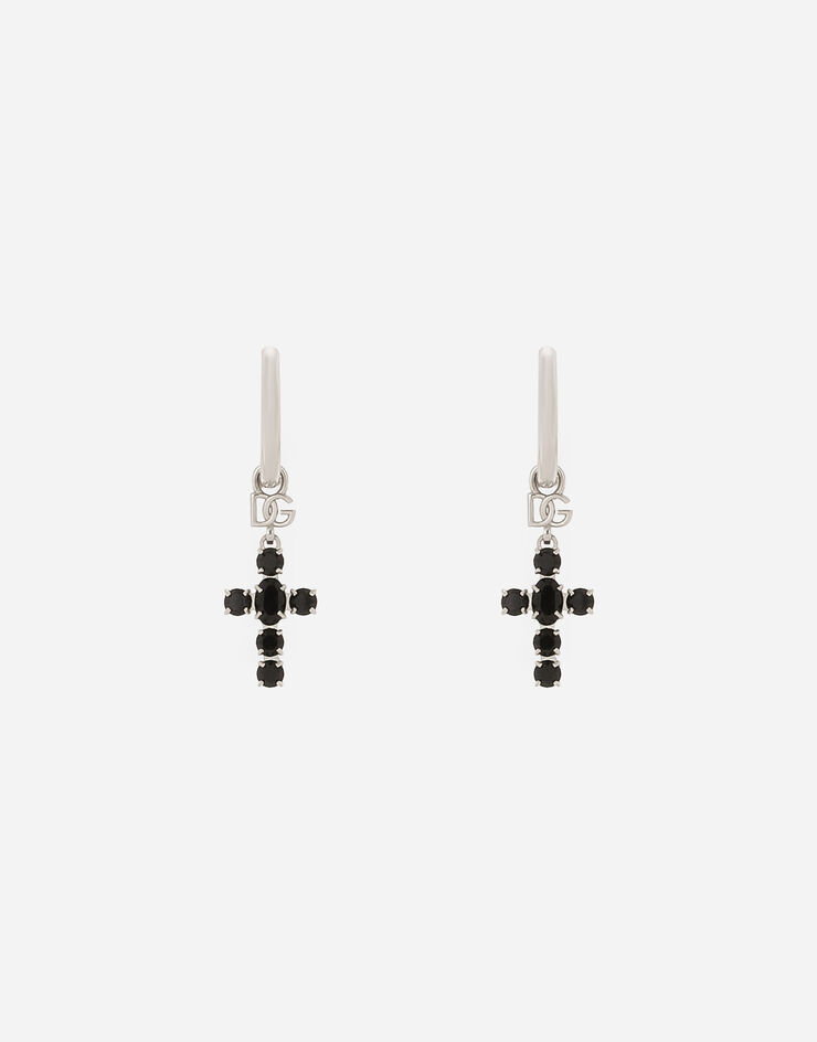 Dolce & Gabbana 라인스톤 디테일 십자가 펜던트 이어링 실버 WEQ6D1W1111