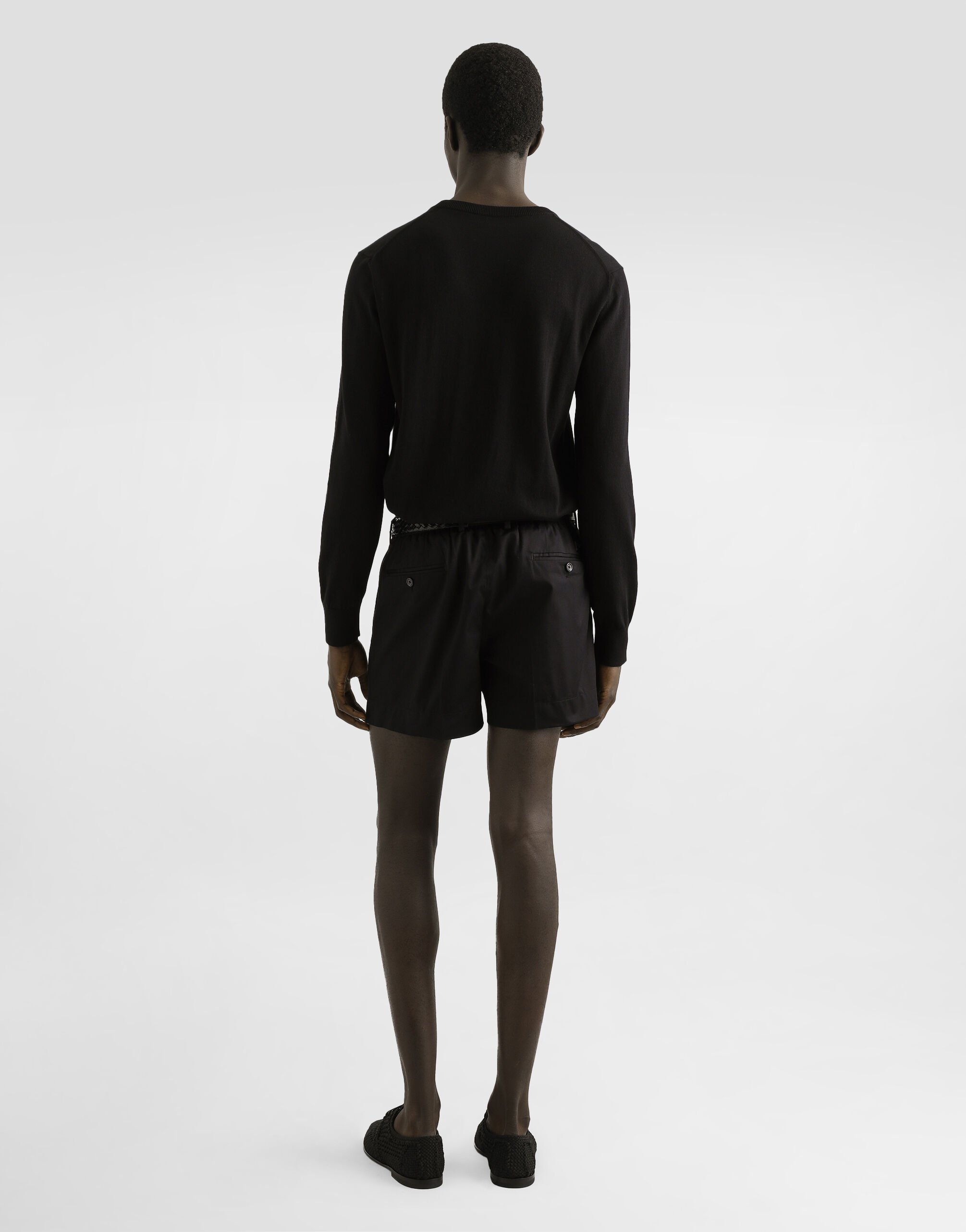 Cotton gabardine shorts in Black for Men | Dolce&Gabbana® US