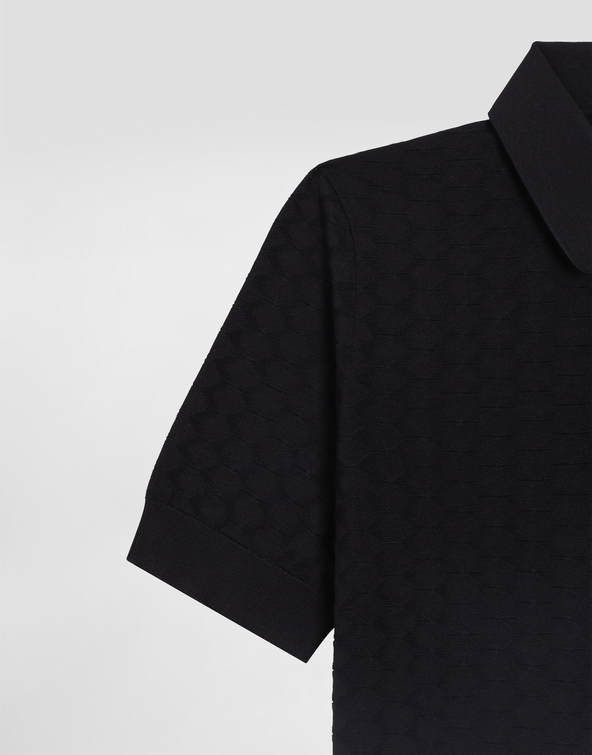 Micro-dot stitch silk polo shirt - thumbnail 4