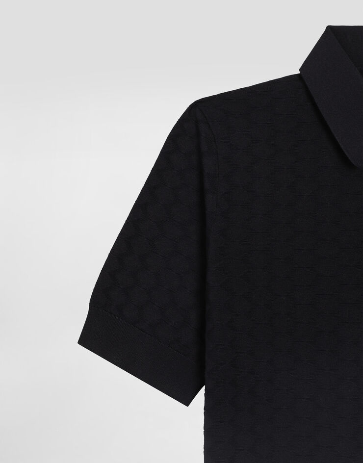 Dolce & Gabbana Micro-dot stitch silk polo shirt Blue GXZ02ZJBSOF