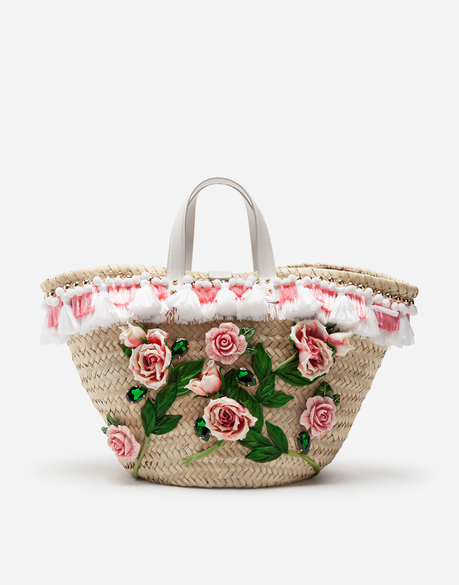Straw Kendra coffa bag with embroidery