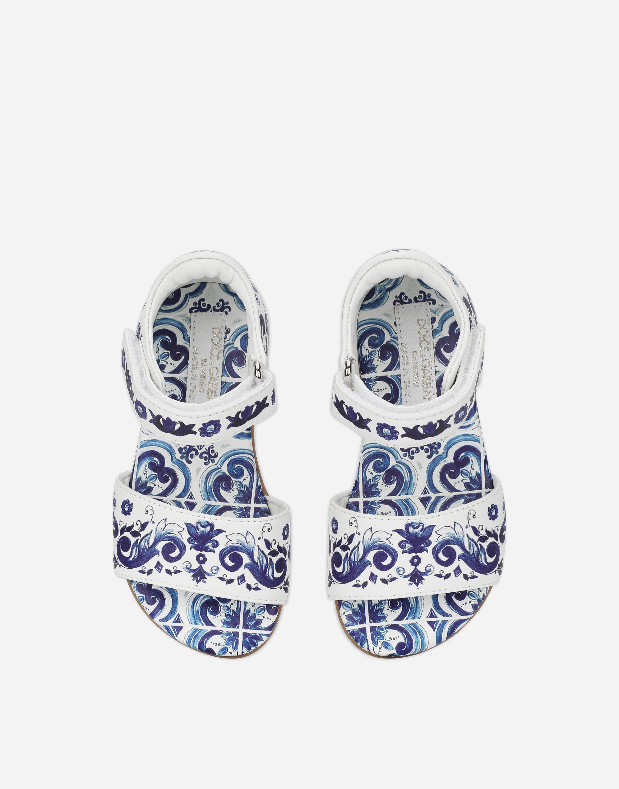 Nappa leather sandals with majolica print in Multicolor for