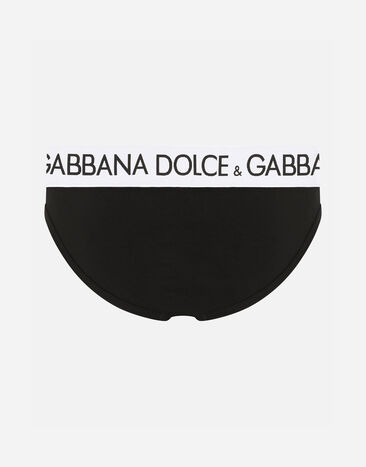 Dolce & Gabbana سروال بكيني بخصر متوسط الارتفاع من قطن يتمدد في اتجاهين أسود M3D03JONN97