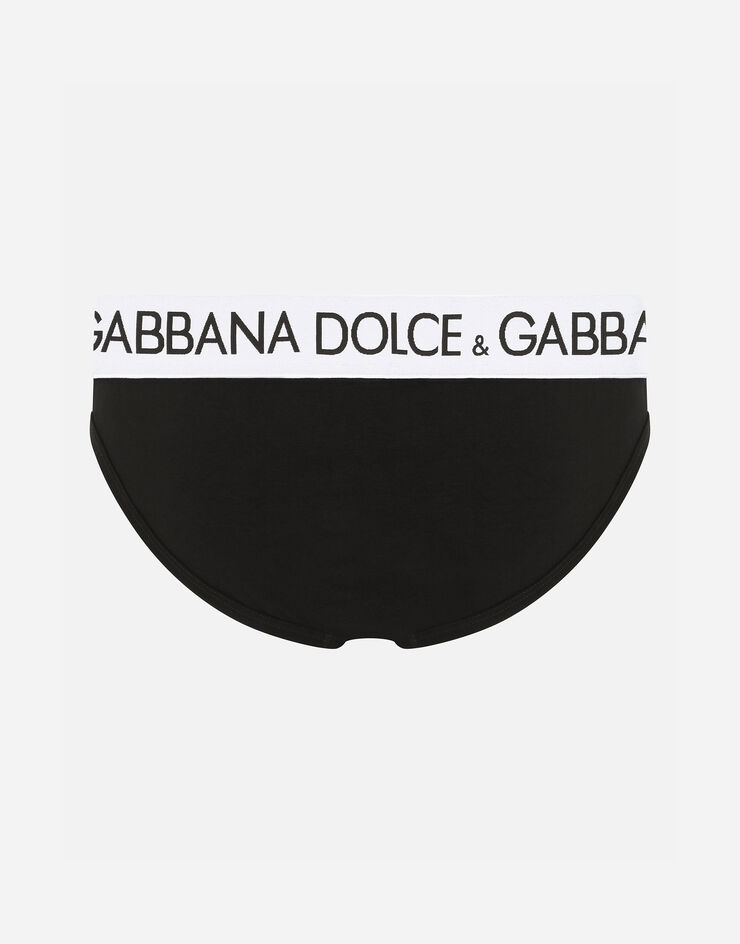 Dolce & Gabbana Midi-Slip bi-elastische Baumwolle Schwarz M3D03JONN97