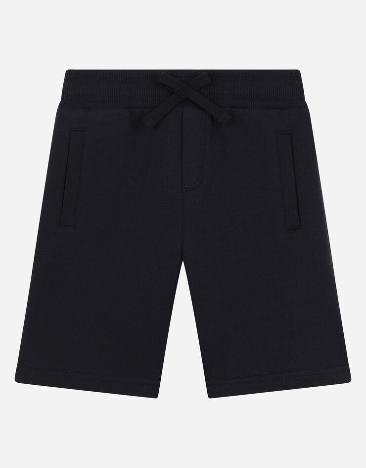 Dolce & Gabbana Jersey jogging shorts with logo plate Blue L4JQD4G7VGL