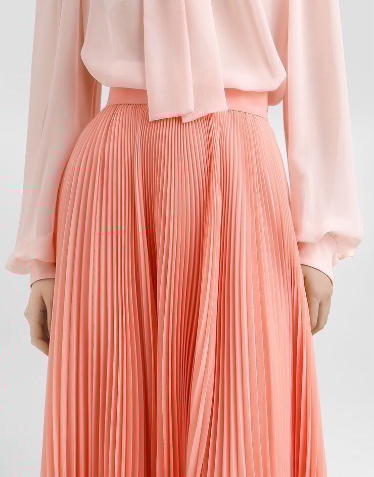 Dolce & Gabbana Gonna lunga in chiffon plissé Rosa F4C7PTFUSNW