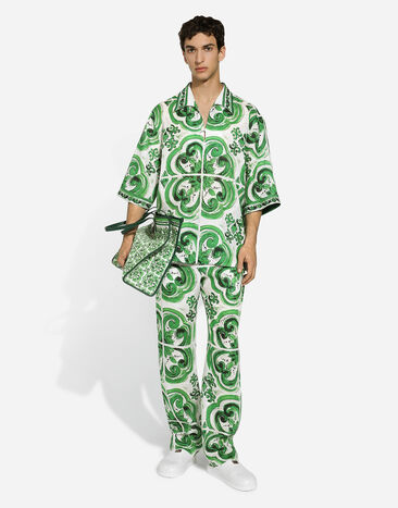 Dolce & Gabbana Majolica-print linen jogging pants Print GV4LHTFP4M8