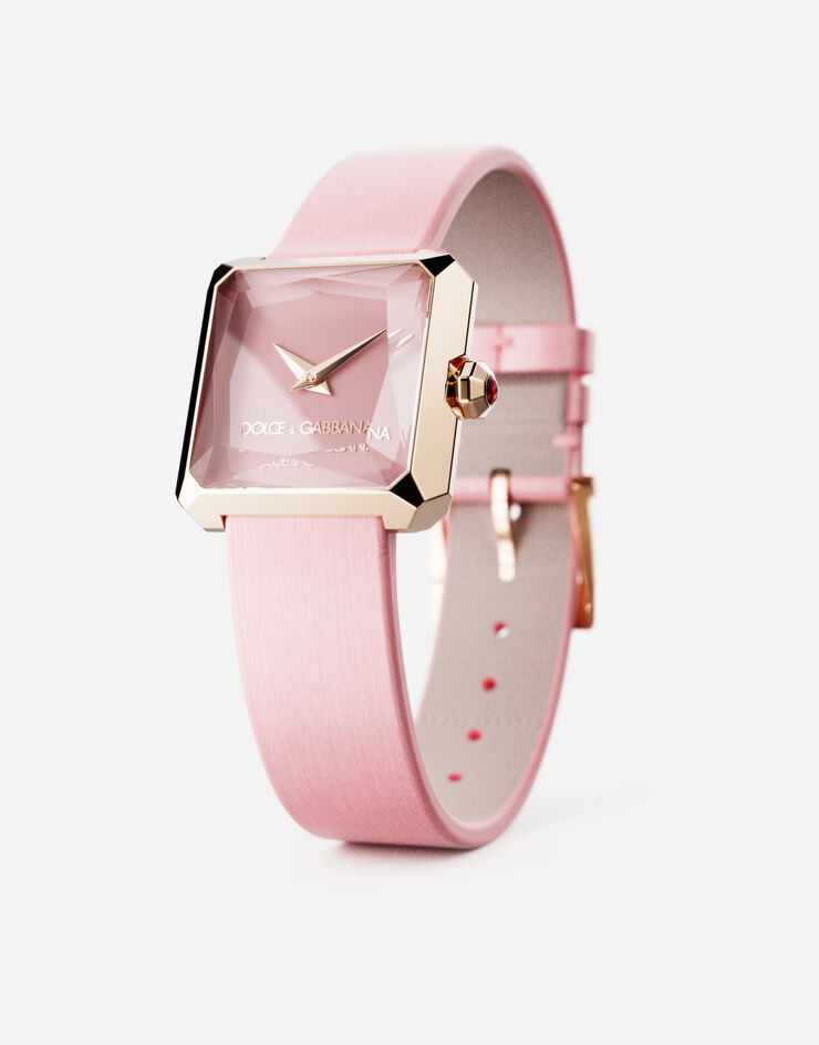 Dolce & Gabbana Reloj de oro con pulsera de seda Rosa WWFC2GXCKCT