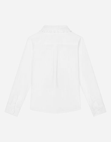 DolceGabbanaSpa Camisa de popelina con bordado en el cuello Blanco L55S83G7JJ2
