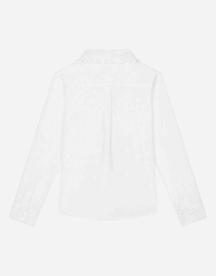DolceGabbanaSpa Camisa de popelina con bordado en el cuello Blanco L55S83G7JJ2