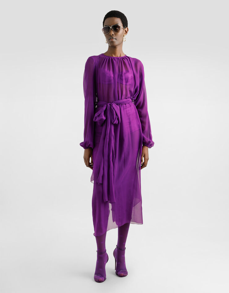 Dolce & Gabbana Long chiffon caftan Purple F6JFUTFU1AT