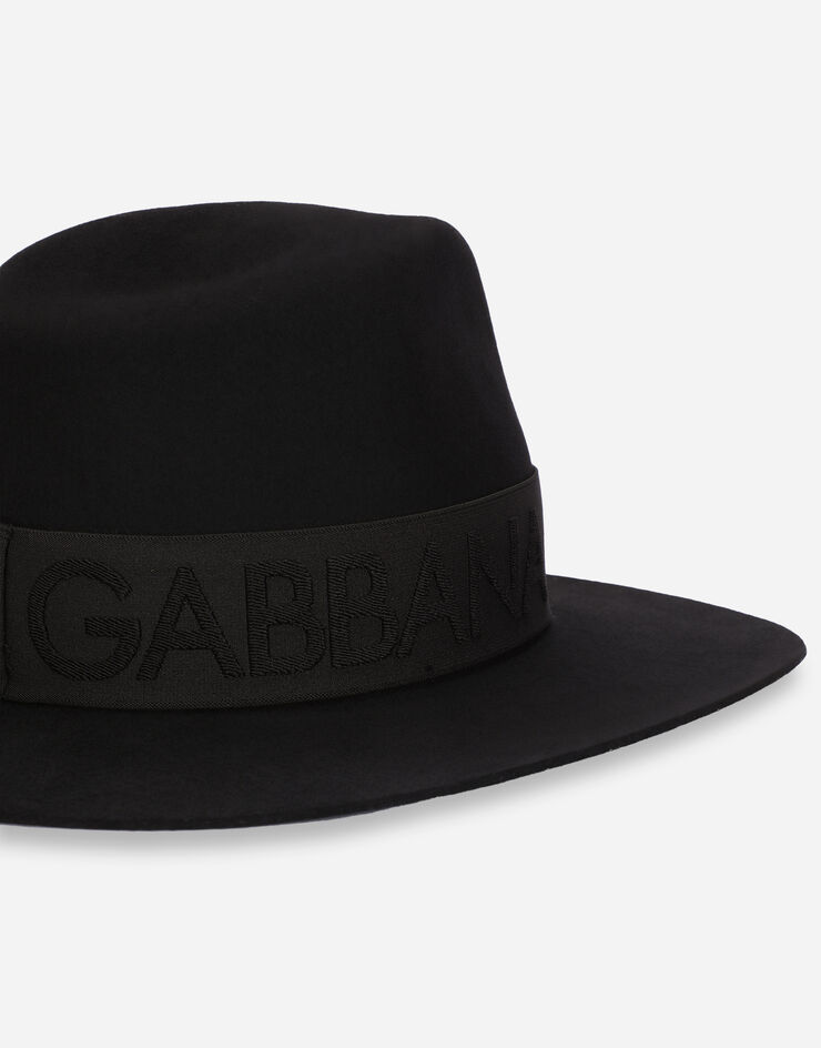 Dolce & Gabbana Fedora aus Kaninchenfilz mit DG-Logo Schwarz FH612AGDA3K