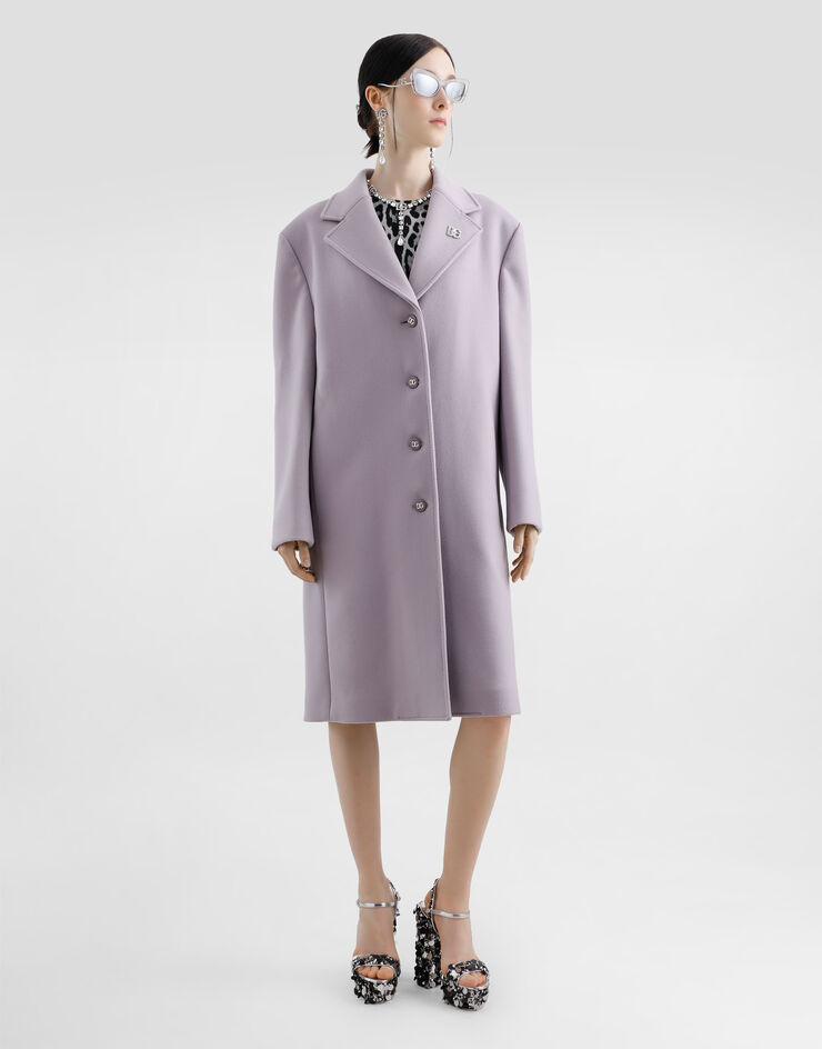 Dolce & Gabbana Manteau droit en drap de cachemire Lilas F0W2NTFU292