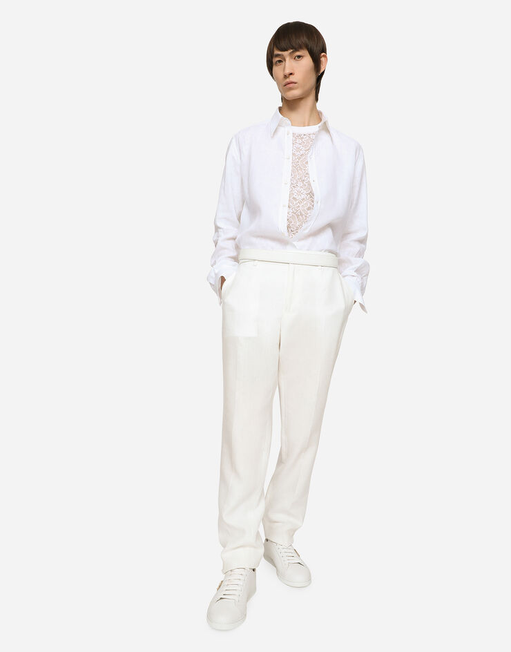 Dolce & Gabbana Pantalon en lin Blanc GY6IETGG868