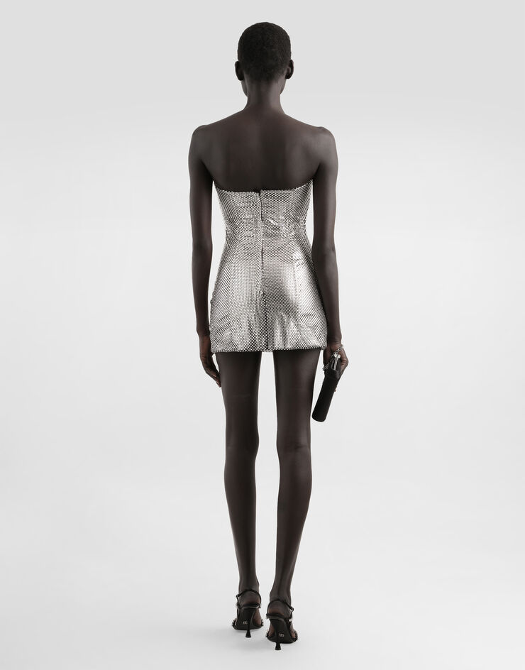 Dolce & Gabbana Strapless mesh dress Silver F60EQTGDDHG