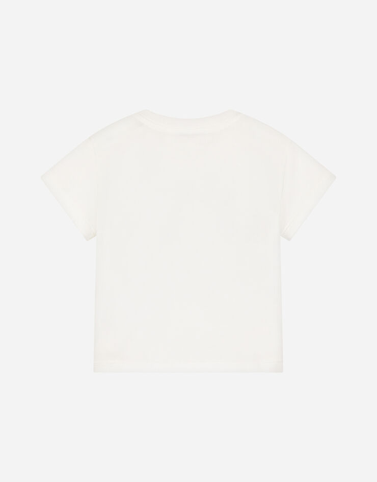 Dolce & Gabbana Camiseta de punto con logotipo DG y motivos Leopardino Blanco L1JTEYG7N2W