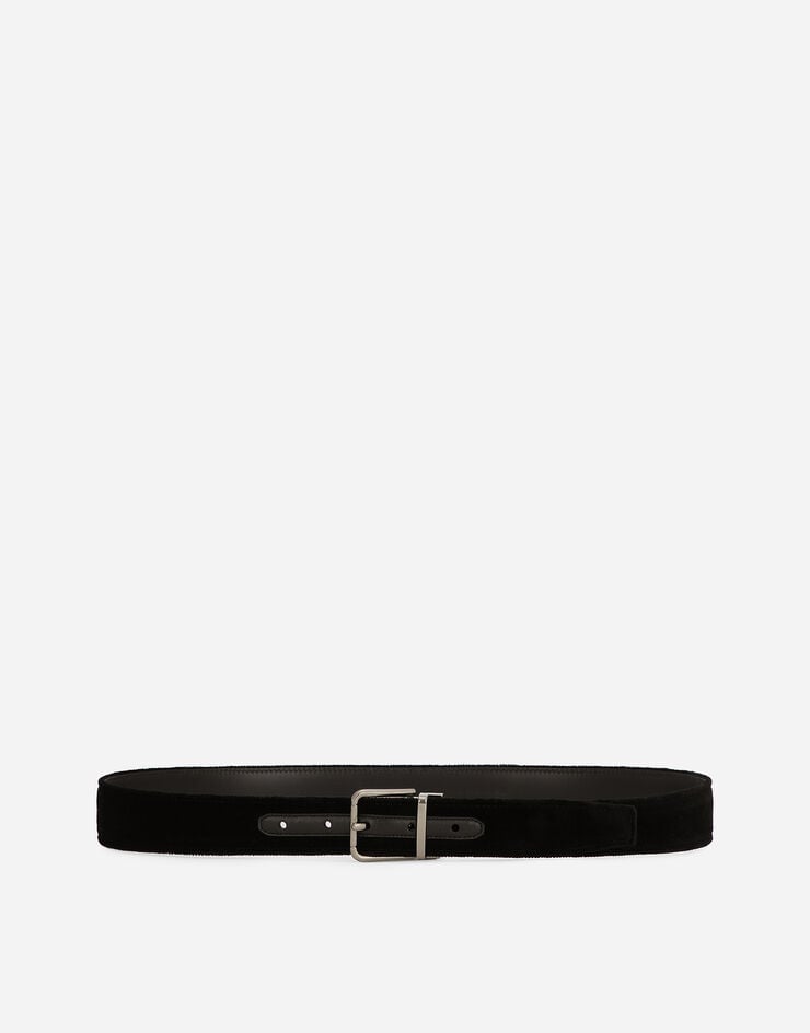 Dolce & Gabbana Cinturón de terciopelo de algodón Negro BC4703A6808