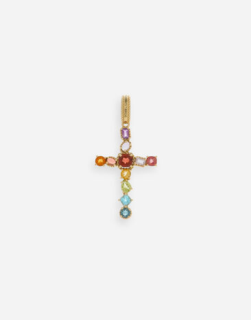 Dolce & Gabbana Rainbow charm in yellow gold 18kt with multicolor stones White WAQA3GWTOLB