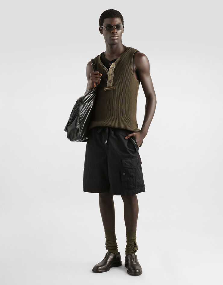 Dolce & Gabbana Ribbed cotton tank top Grey G8TF4THU7WR