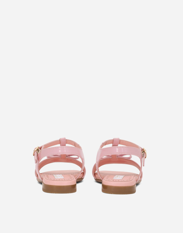 Dolce & Gabbana Patent leather sandals with metal DG logo Pink D11155A1328