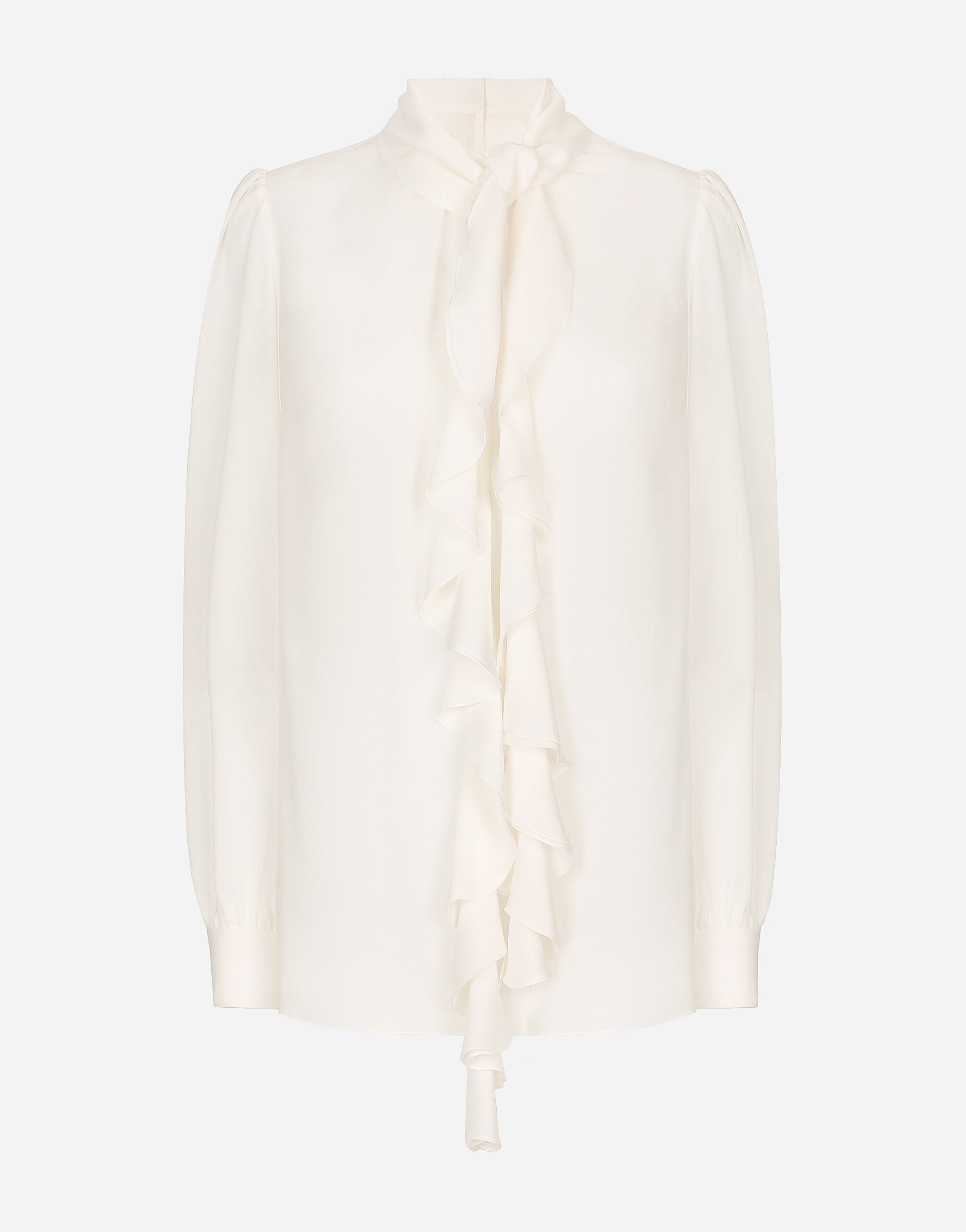 Dolce & Gabbana Bluse mit Rüschen aus Georgette Schwarz F761RTFJTBR
