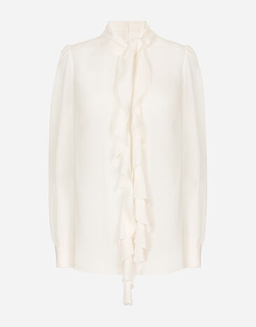 Dolce & Gabbana Bluse mit Rüschen aus Georgette Schwarz F761RTFJTBR
