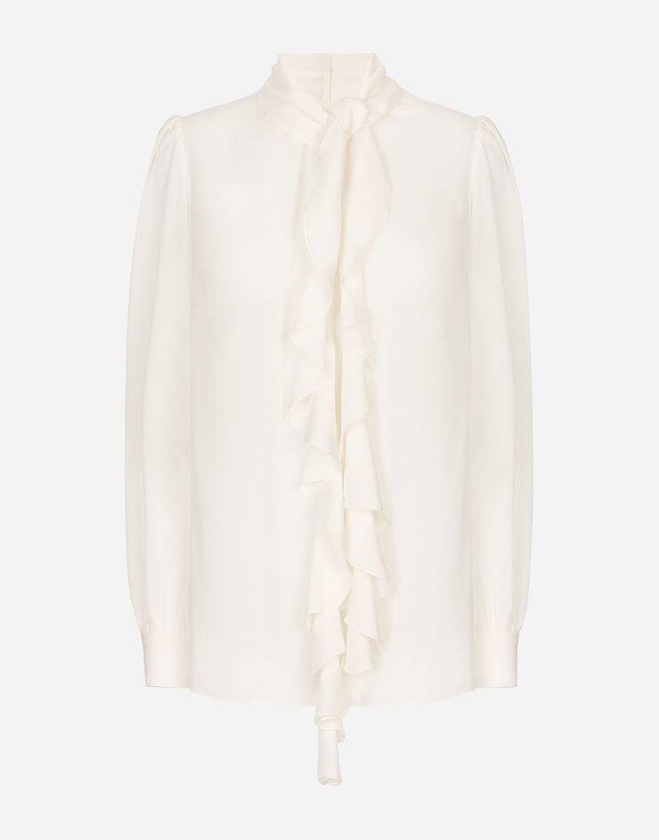 Dolce&Gabbana Blouse ruchée en georgette Blanc F779KTFU1AR