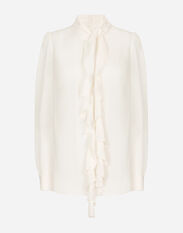 Dolce & Gabbana Blusa con rouches in georgette Bianco F5G19TFUEEE