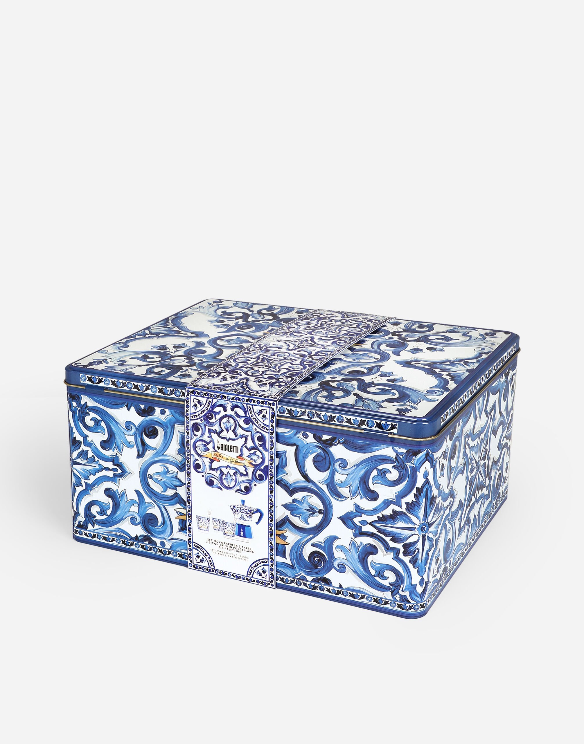 Moka Box medium + 3 Porcelain cups & 3 silver stir sticks BIALETTI