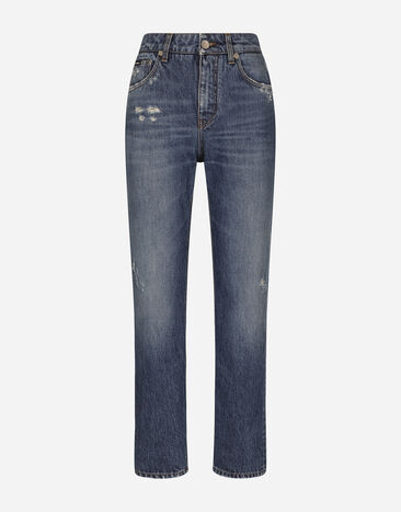 Dolce & Gabbana Boyfriend jeans in medium blue denim Black FX340ZJAIJ8