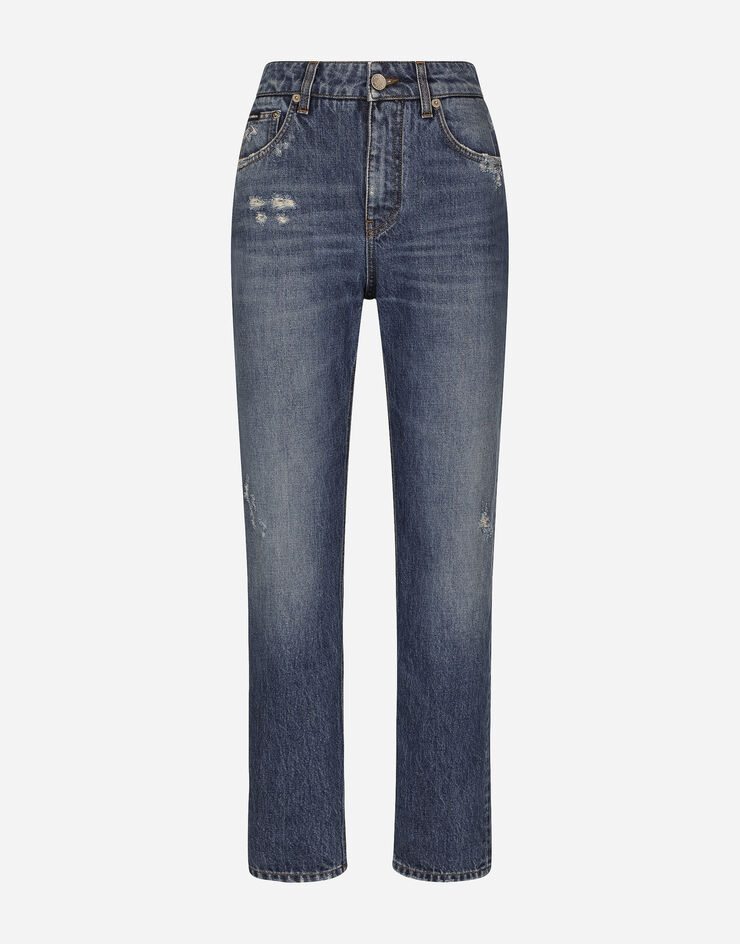 Dolce&Gabbana Jean boyfriend en denim bleu moyen Multicolore FTAIADG8JZ6