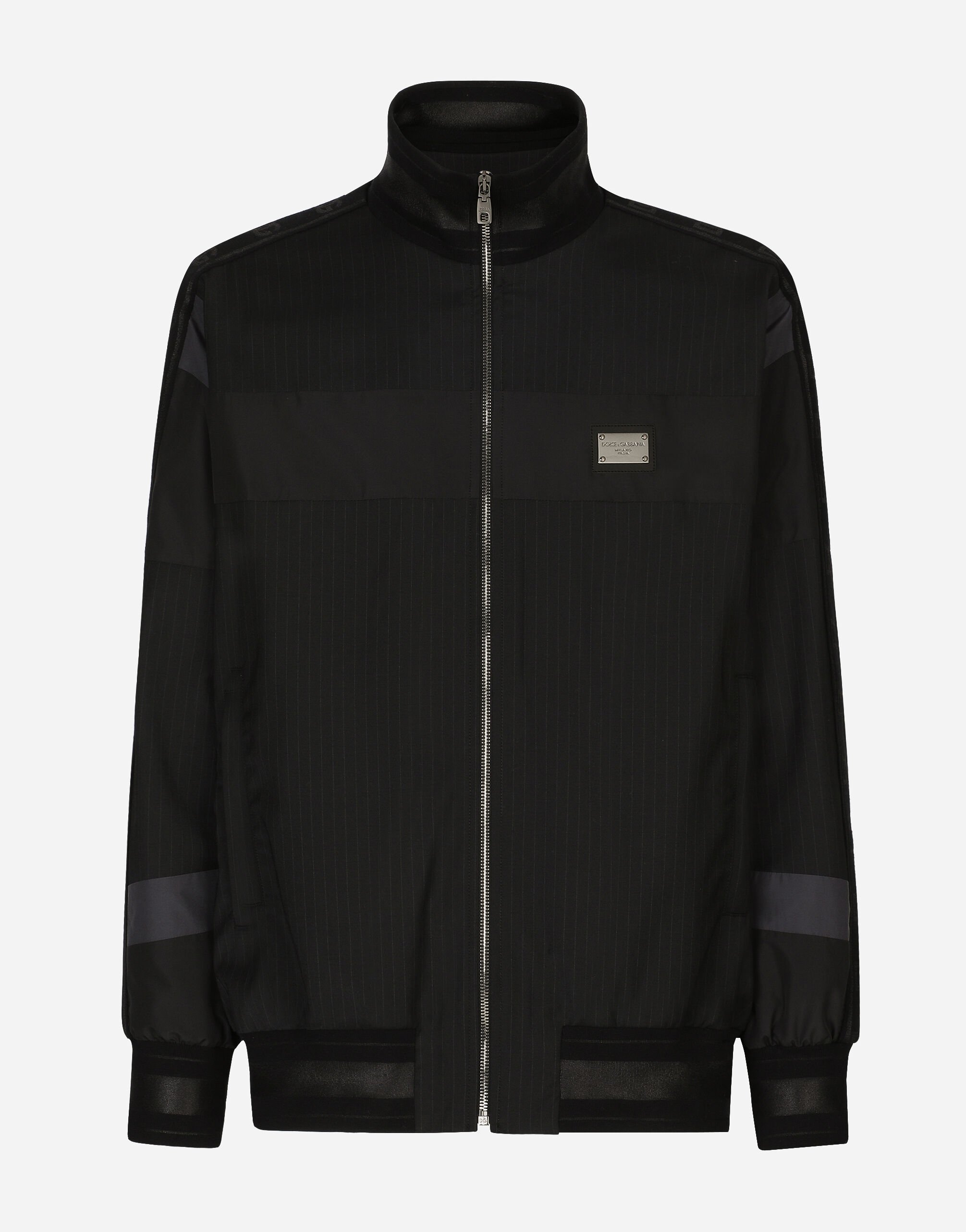 Dolce & Gabbana Pinstripe wool jacket with branded tag Black G9PB9LFUL89