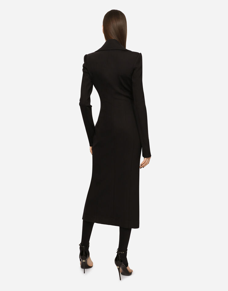 Dolce & Gabbana Jersey coat dress with laces and eyelets Black F6AOVTFUUBD