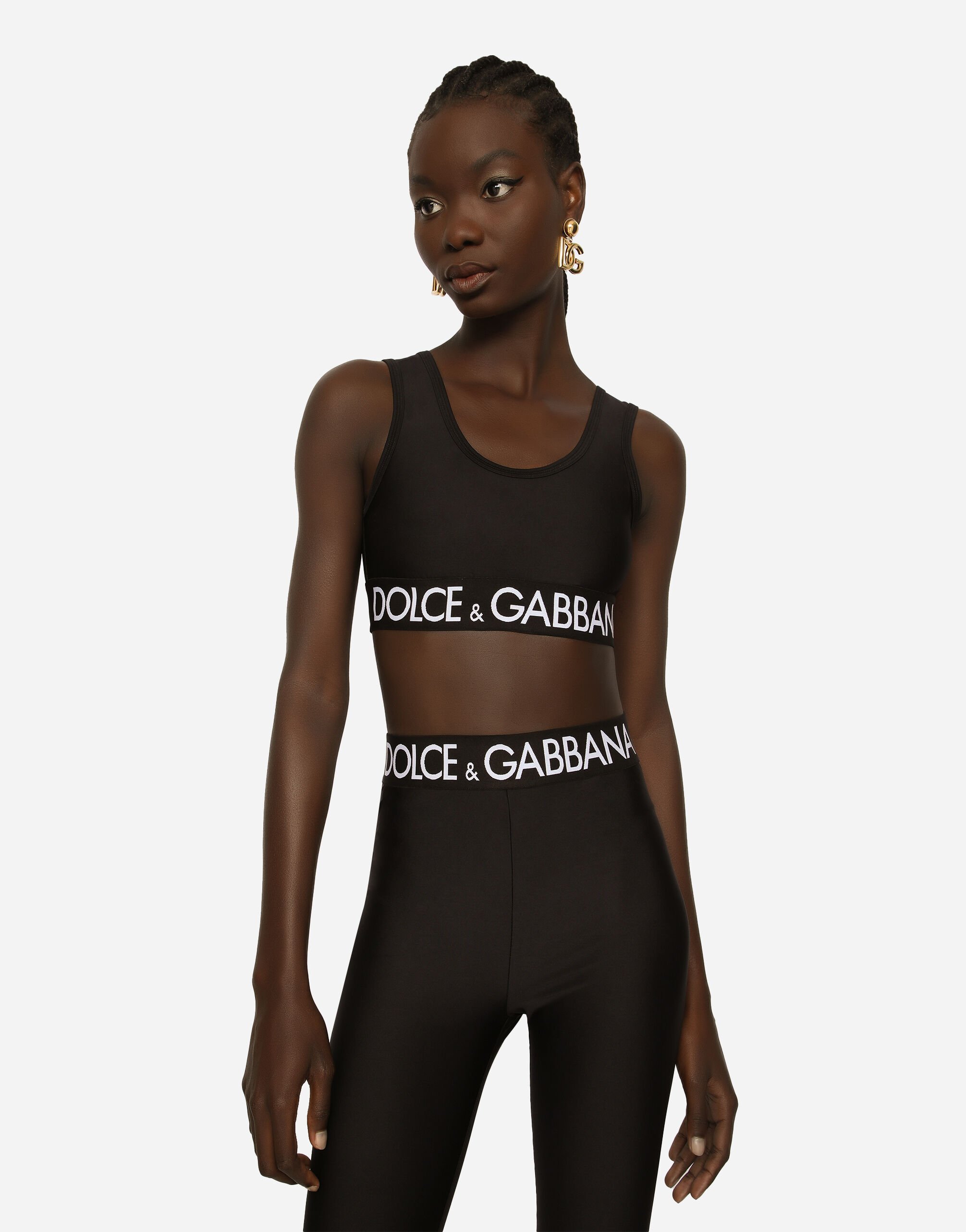Spandex jersey top in Black for Women Dolce Gabbana US