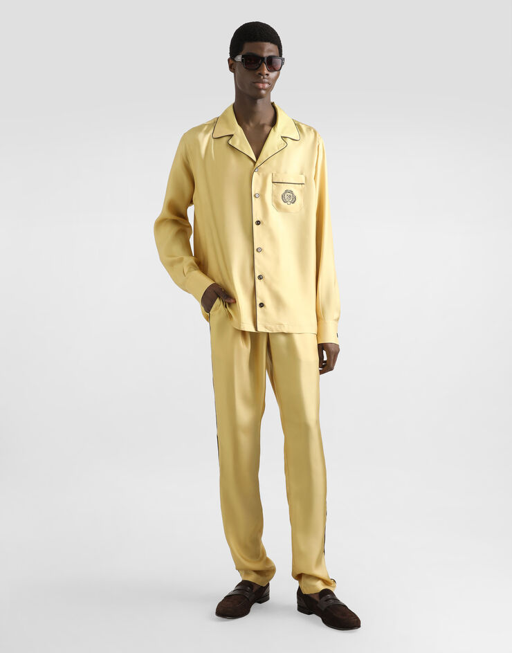 Dolce & Gabbana Silk twill vanity shirt Yellow G5IF1ZFU10S