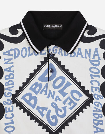 Dolce & Gabbana Polo en soie à imprimé marine Bleu Ciel GXZ18TJFMAQ
