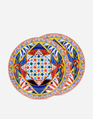 Dolce & Gabbana Set 2 Porcelain Dinner Plates Multicolor TC0S04TCA88