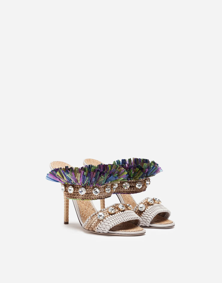 Dolce & Gabbana Mules in straw with bejeweled embroidery VERDE CR1012AX854