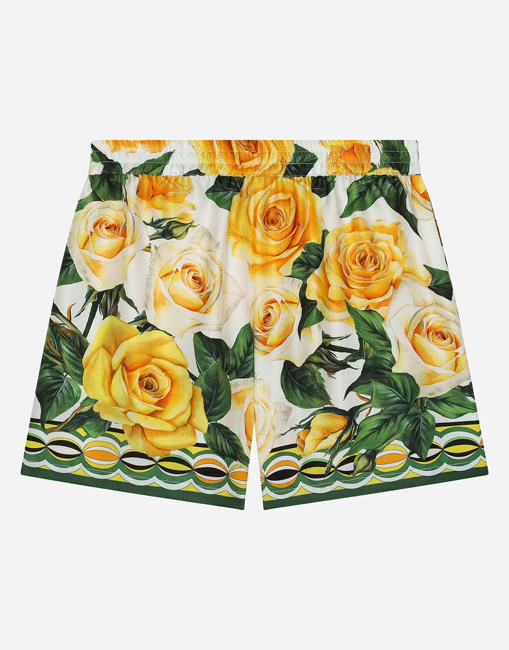 Dolce & Gabbana Twill shorts with yellow rose print Print L53Q17G7K6F