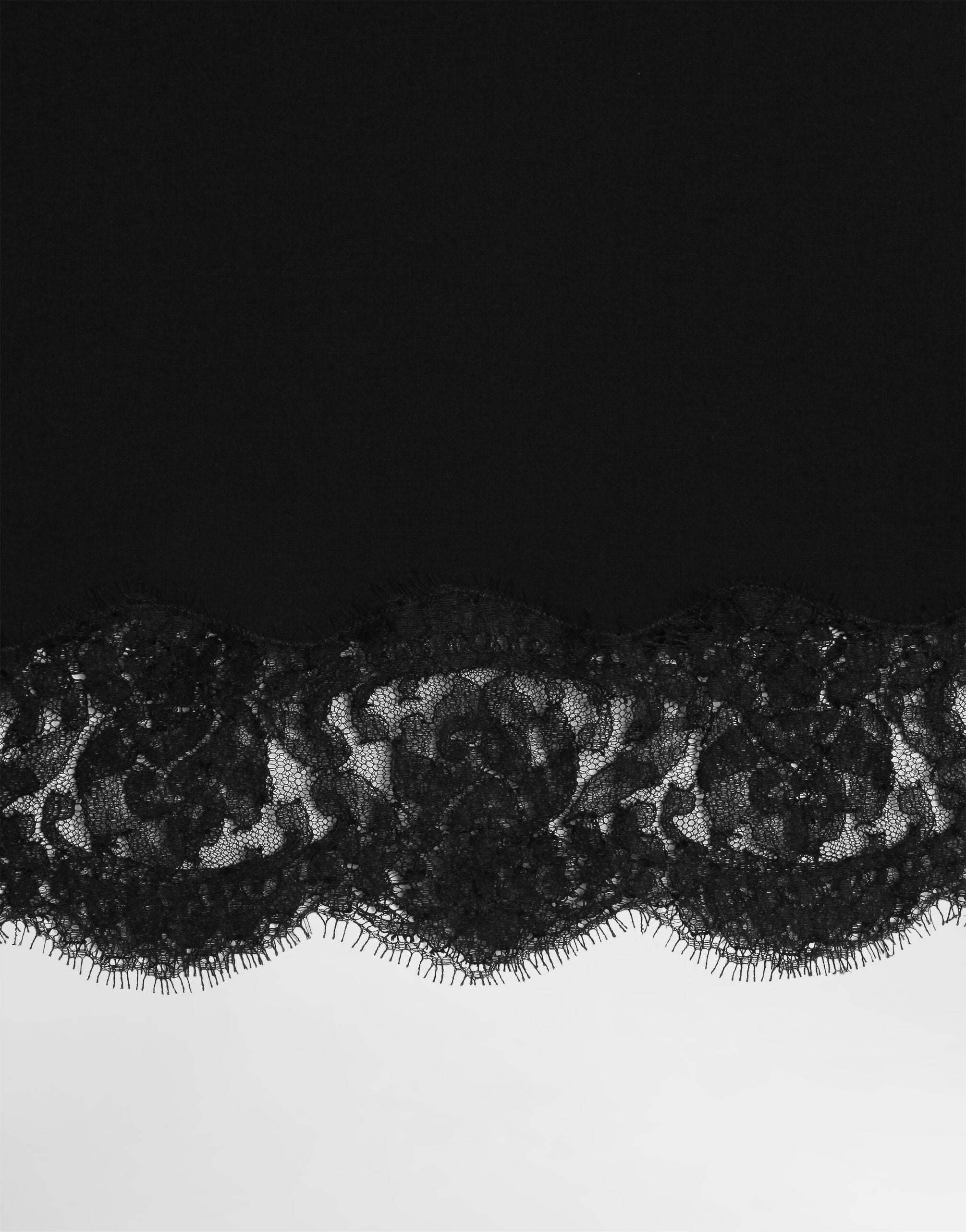 Jersey t-shirt with lace in Black for Women | Dolce&Gabbana® US