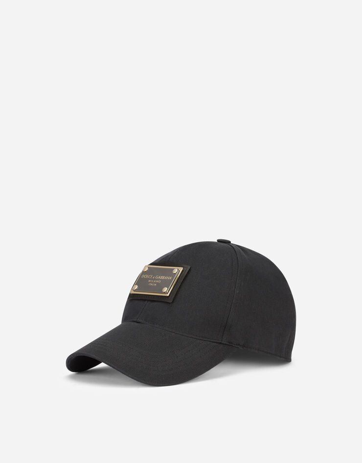 Dolce & Gabbana Cappello da baseball con placca logata Nero GH590AGEV11