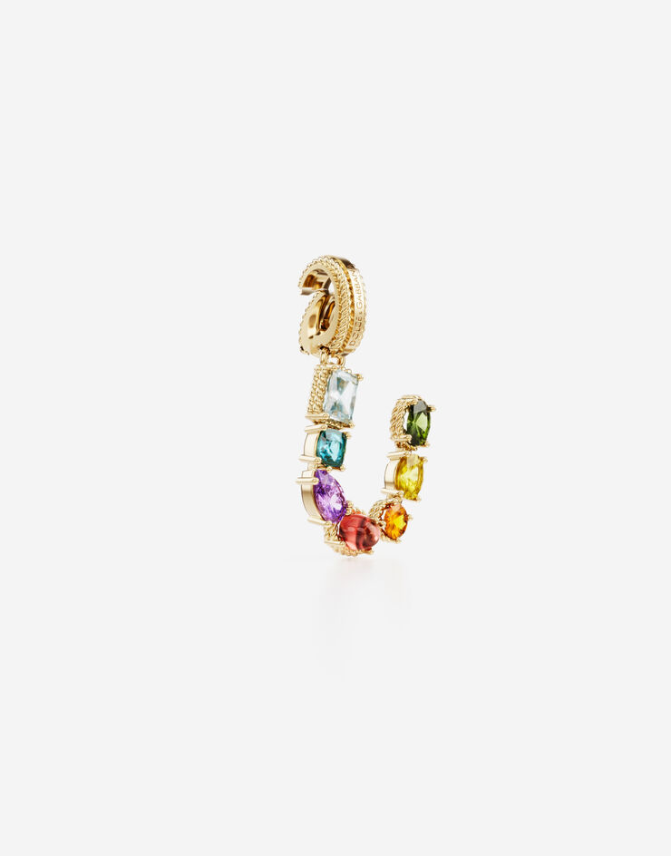 Dolce & Gabbana Breloque U Rainbow alphabet en or jaune 18 ct avec pierres multicolores Doré WANR2GWMIXU