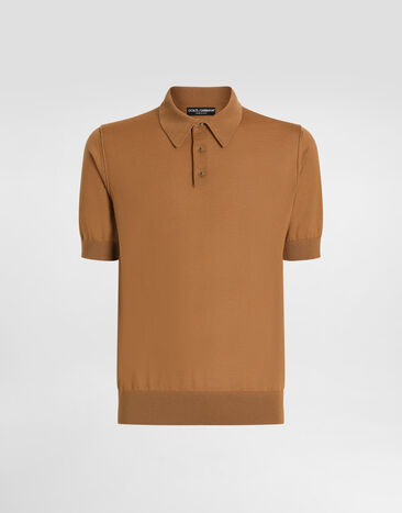 Dolce & Gabbana Fine-gauge cashmere polo shirt Brown GXZ02TJBW05