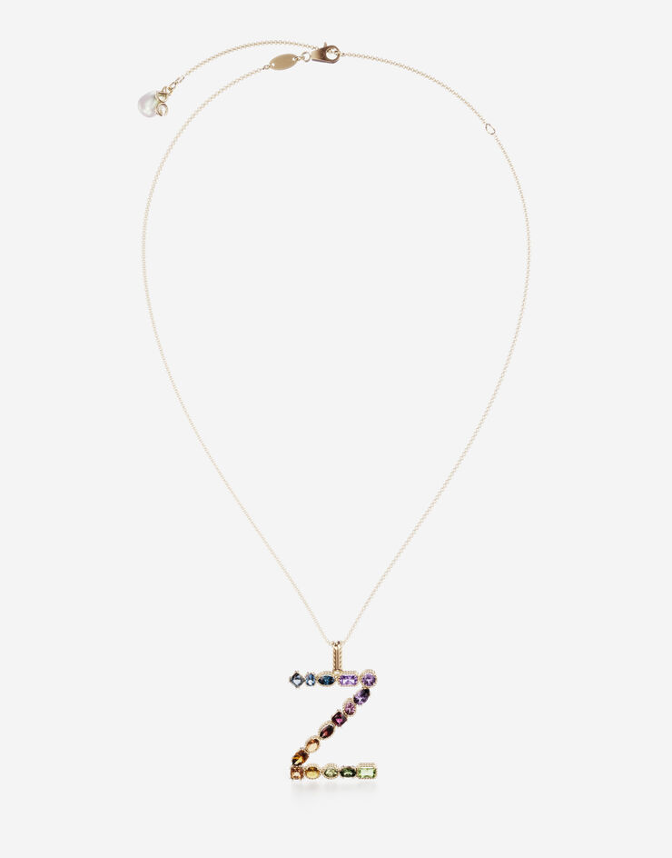 Dolce & Gabbana 멀티컬러 고급 보석 장식 옐로 골드 레인보우 알파벳 Z 펜던트 골드 WAMR2GWMIXZ