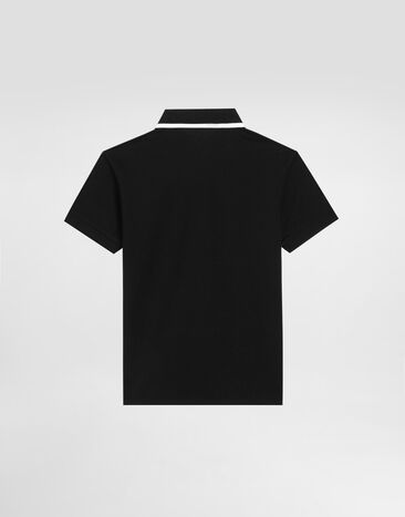 Dolce & Gabbana Piqué polo shirt with DG heraldic patch Black L4JT8VG7P1Q