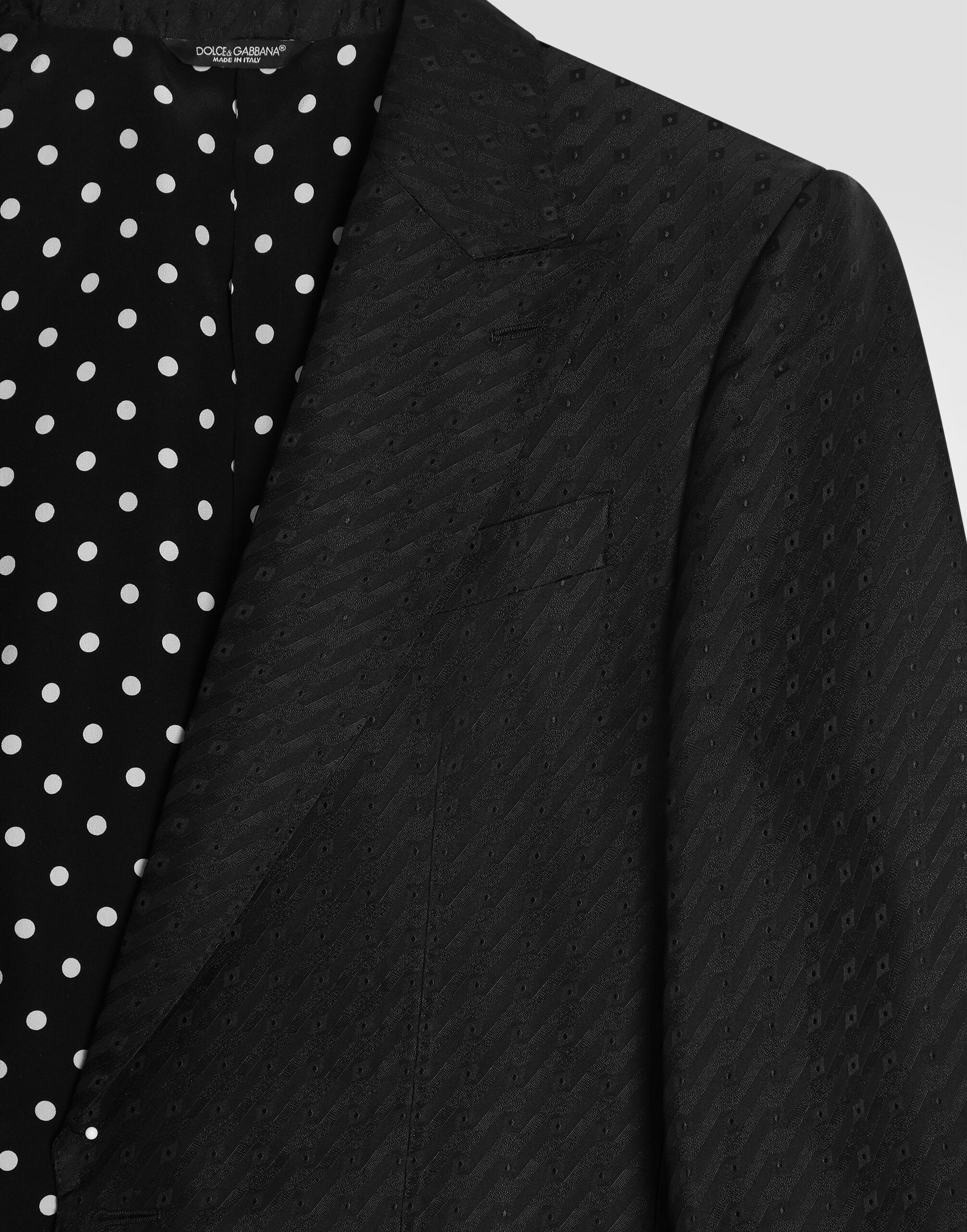 Blackのメンズ マイクロパターン ジャカード シングルブレスト