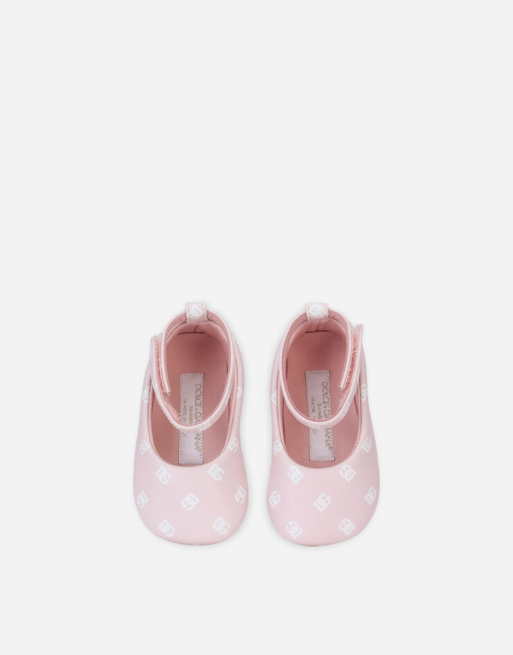 Dolce & Gabbana Ballerines nouveau-née en cuir nappa à imprimé logo DG Rose DK0065AS690