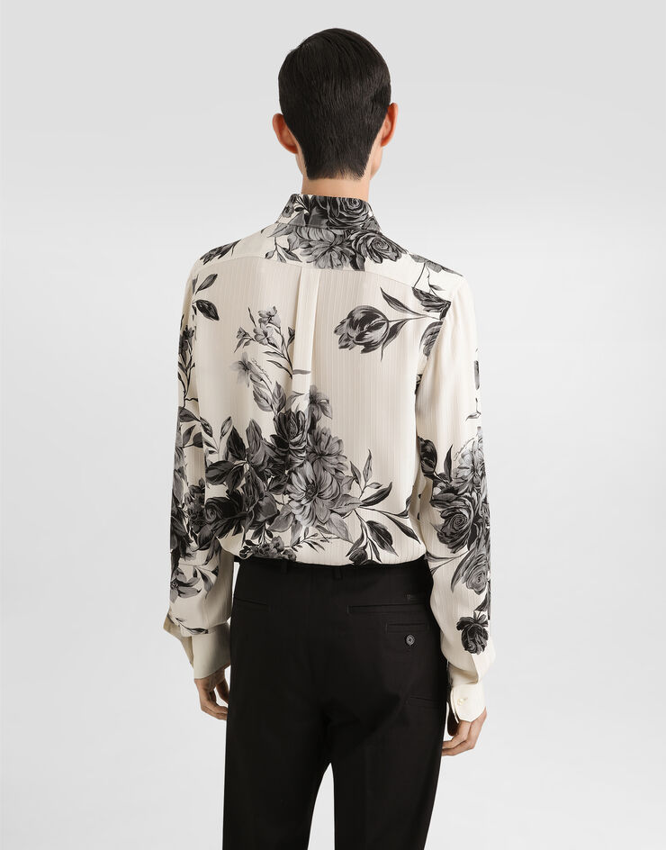 Dolce & Gabbana Flower bouquet-print gold jacquard shirt Multicolor G5NP9TIS1Z0