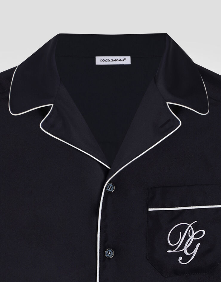 Dolce & Gabbana Hemd aus Twill mit DG-Logo Blau L43S72G7O7W